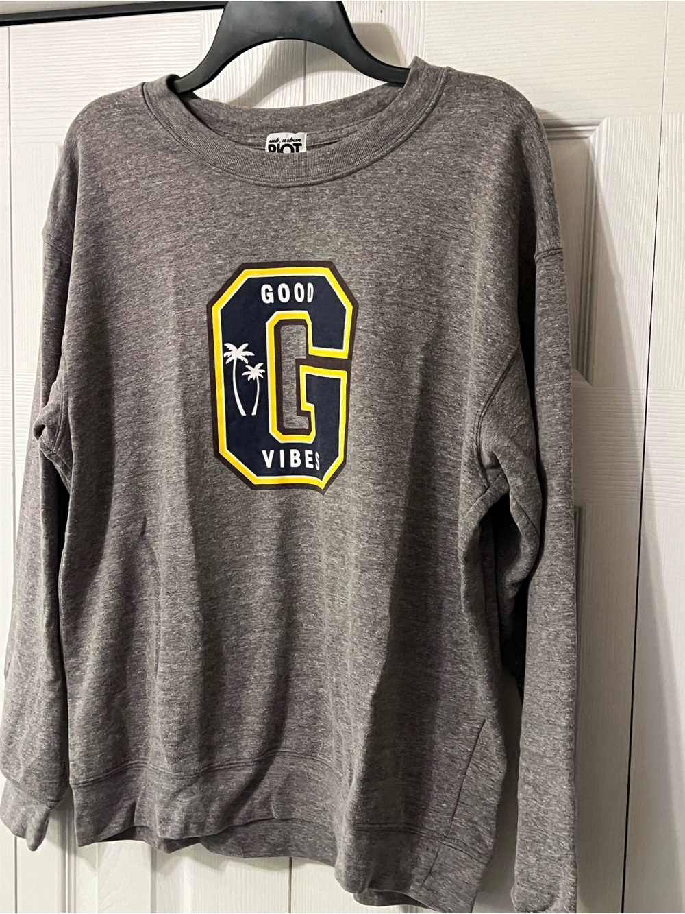 Sub Urban Riot Gray G Good Vibes Pullover Sweatshirt sz Large Crewneck - Picture 2 of 8